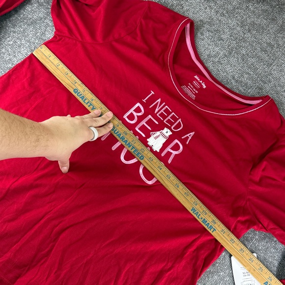 NWT White Stag Long Sleeve Pajama Top Shirt Red I Need A Bear Hug Womens XL - Picture 5 of 7